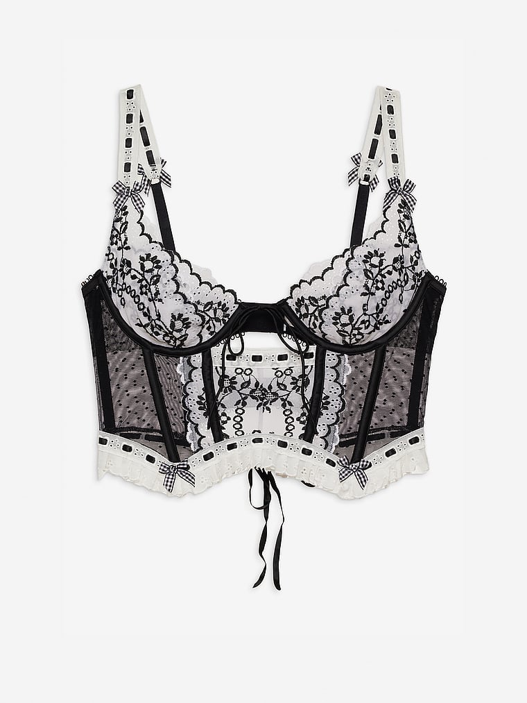 Victoria's Secret, For Love & Lemons Rubee Bustier, Schwarz/Weiß, offModelFront, 4 of 5