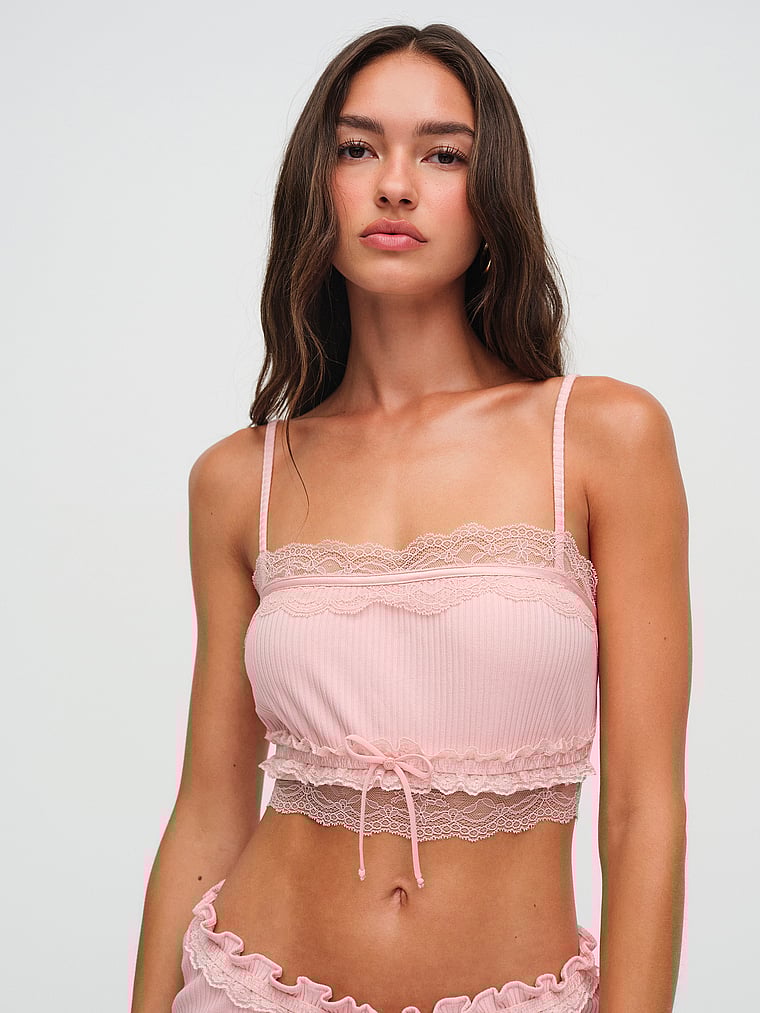 Victoria's Secret, For Love & Lemons Dahlia Bralette, Mauve, onModelFront, 1 of 3