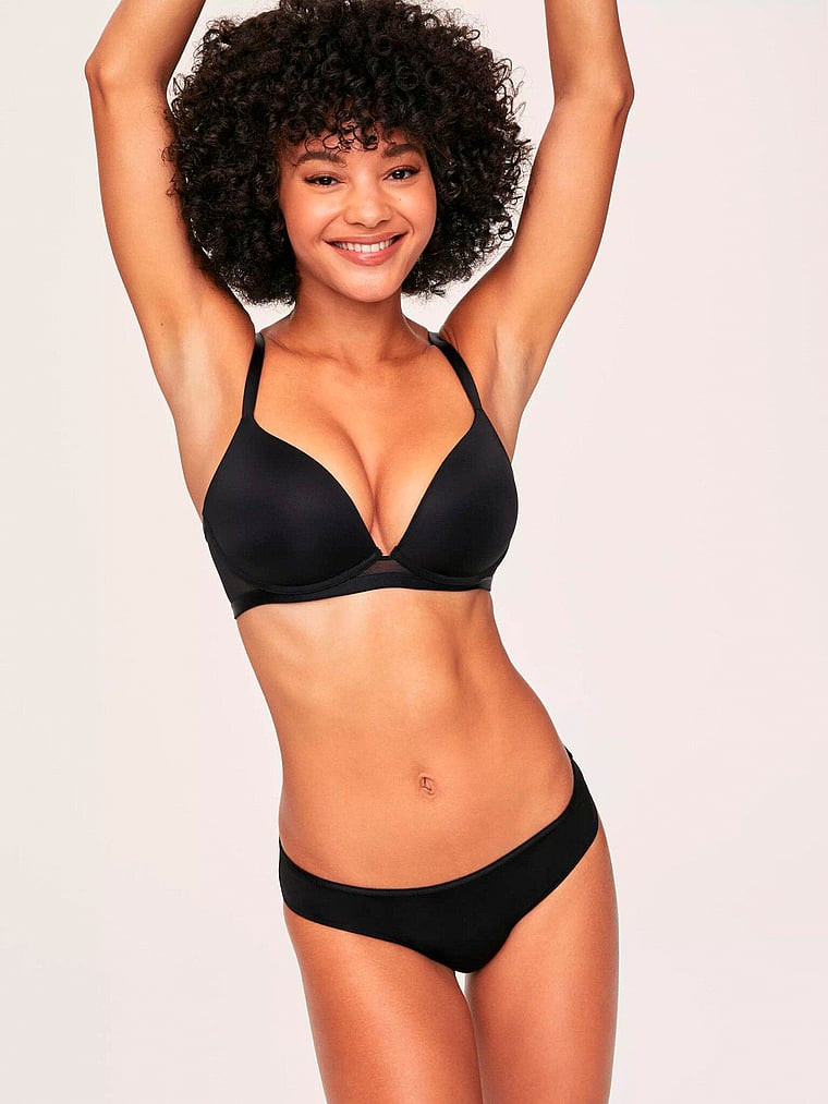 Victoria's Secret, Adore Me Esley Bra, Jet Black, onModelFront, 1 of 4