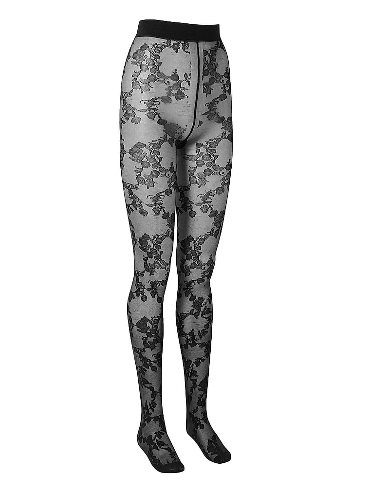 Victoria's Secret, BLUEBELLA Strumpfhose mit Spitzendesign, Schwarz, detail, 3 of 3