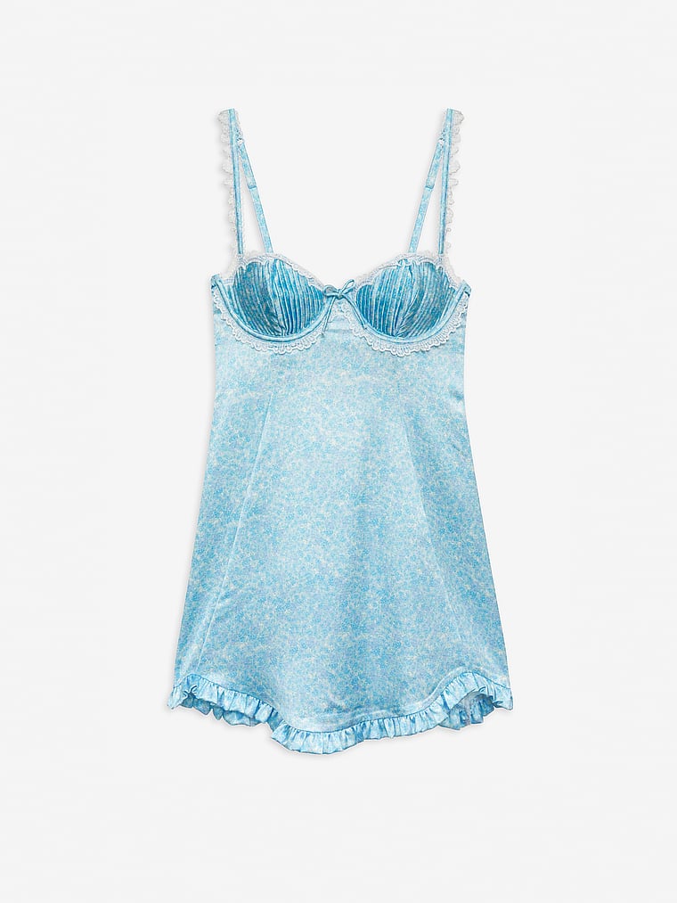 Victoria's Secret, For Love & Lemons Daisy Negligé, Hellblau, offModelFront, 4 of 5