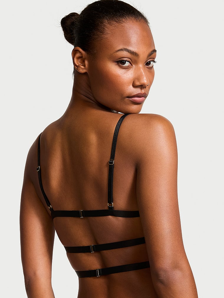 Victoria's Secret, Very Sexy BH-Oberteil mit Riemchendesign und Leopardenstickerei, Schwarz/Leopard, detail, 4 of 5
