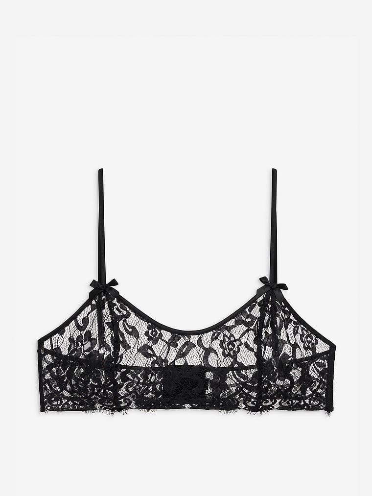Victoria's Secret, For Love & Lemons Zeta Bralette, Schwarz, offModelFront, 4 of 4