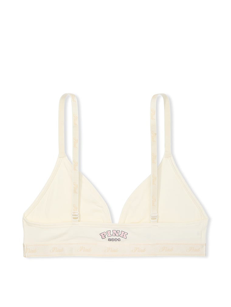 PINK Bralettes und BH-Oberteile Triangel-Bralette aus Baumwolle mit Logo, Sahne in Limited Edition, offModelBack, 5 of 5