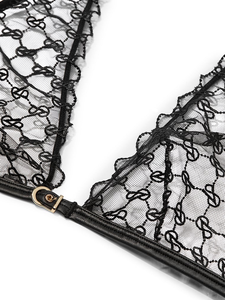 Victoria's Secret, Very Sexy Triangel-Bralette mit VS-Logostickerei, Schwarz, onModelBack, 3 of 5