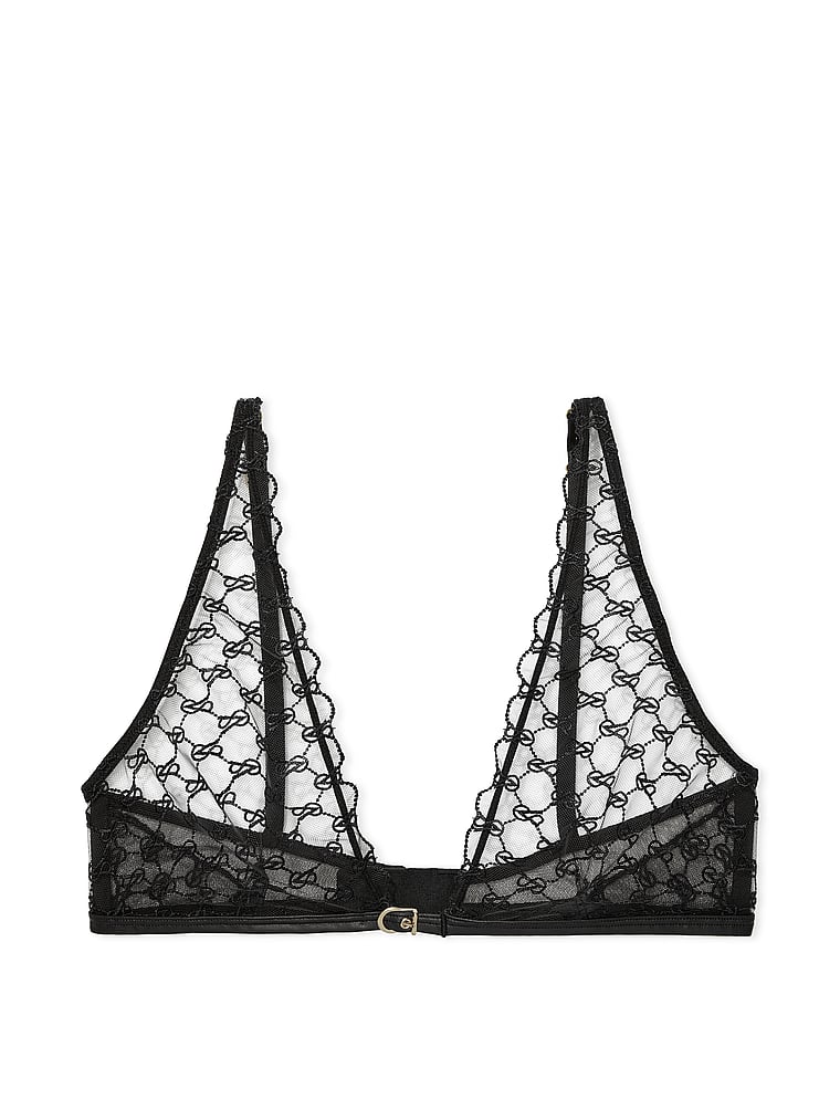Victoria's Secret, Very Sexy Triangel-Bralette mit VS-Logostickerei, Schwarz, offModelFront, 5 of 5