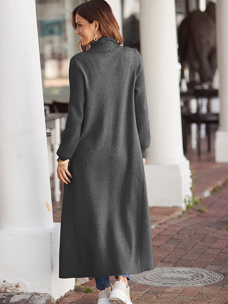 Victoria's Secret, Lascana Lang geschnittene Strickjacke, Anthrazit, onModelBack, 2 of 3