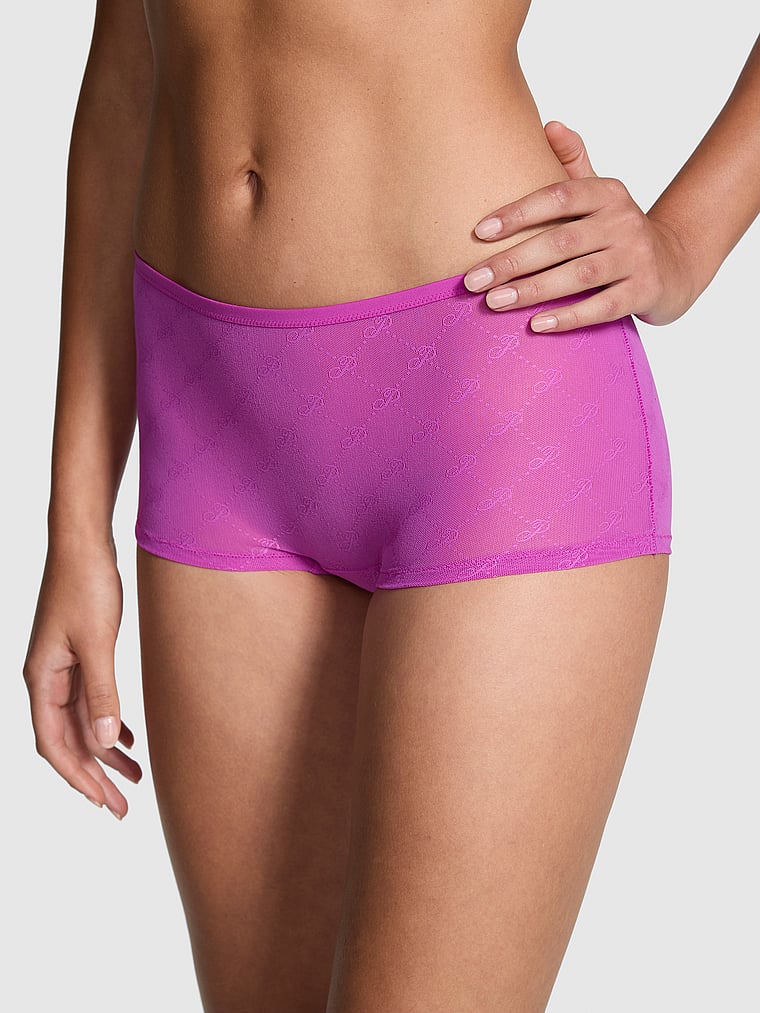 PINK Panty mit Netzstoff und Logo, onModelFront, 1 of 4
