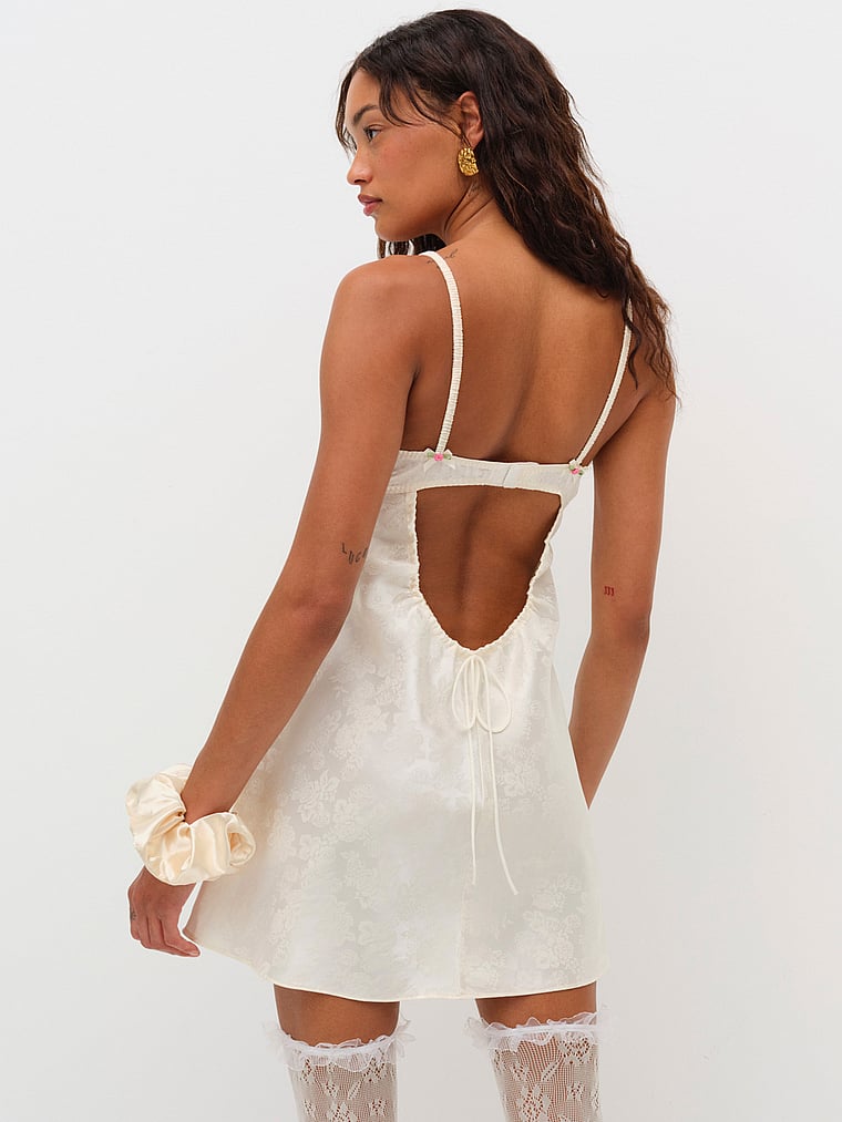 Victoria's Secret, For Love & Lemons Gretchen Negligé, Hellbraun/Mehrfarbig, onModelBack, 2 of 5