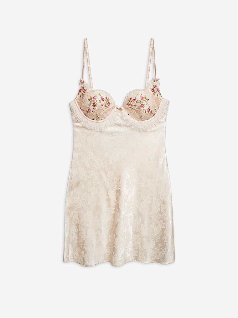 Victoria's Secret, For Love & Lemons Gretchen Negligé, Hellbraun/Mehrfarbig, onModelSide, 3 of 5