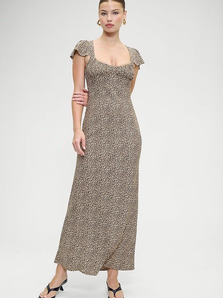 Victoria's Secret, Frankies Bikinis Rosalyn Maxi Dress, Baby Leopard, onModelFront, 1 of 3