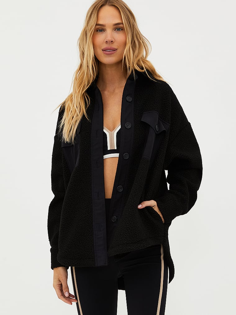 Victoria's Secret, Beach Riot Noelle Jacket, Black Sherpa, onModelFront, 1 of 3
