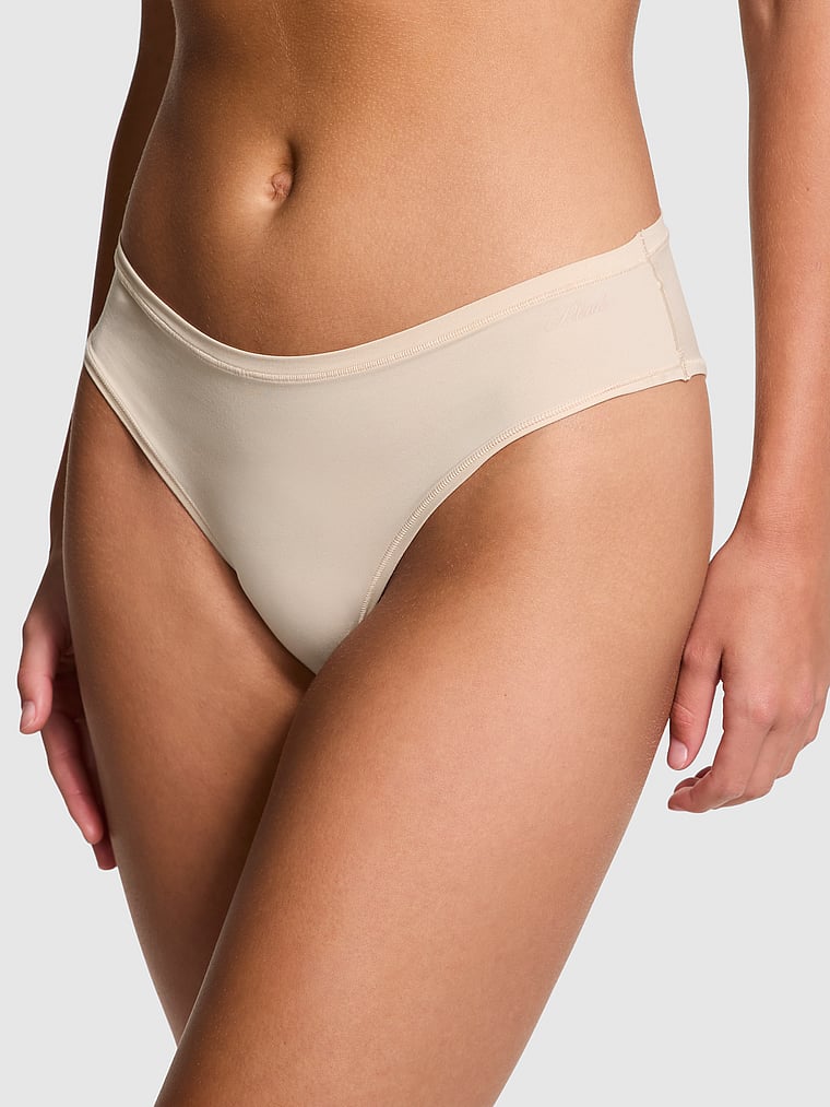 PINK Base Stretch Cheeky Panty, Marzipan, onModelFront, 1 of 3 Mari is 5'7" or 170cm and wears Small