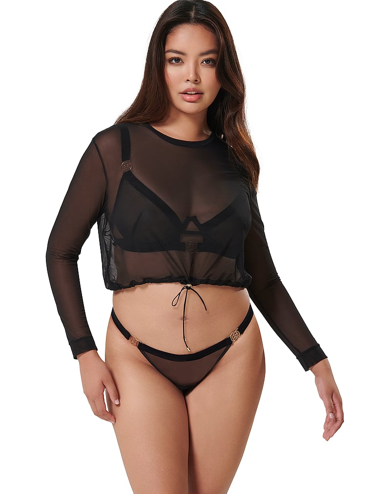 Victoria's Secret, BLUEBELLA Jennifer Top, Black, onModelFront, 1 of 4