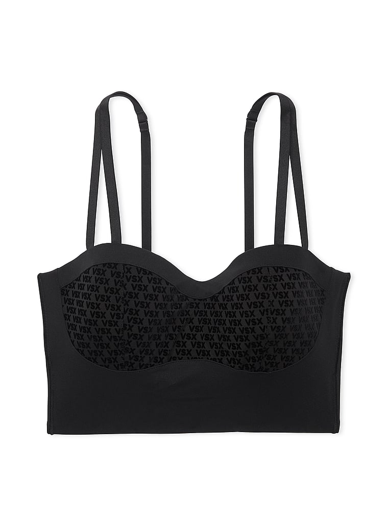 Victoria's Secret, VSX VSX Elevate™ Sport-Bustier mit Logo und Netzstoff, Schwarz, offModelFront, 3 of 4
