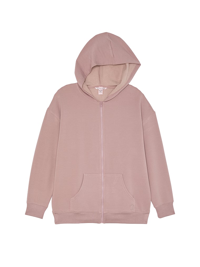 Victoria's Secret, Victoria's Secret Fleece-Hoodie aus gebürstetem Modal mit durchgehendem Reißverschluss, FRANZÖSISCHES MAUVE, offModelFront, 4 of 5