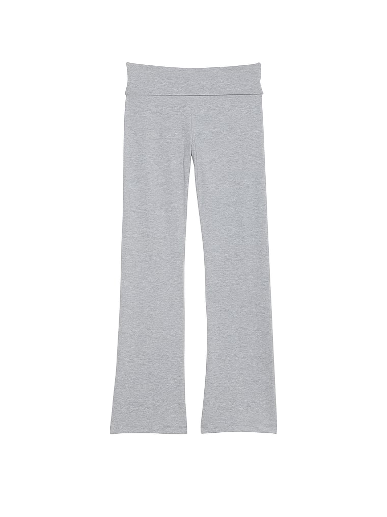 Victoria's Secret, SUPERMODEL ESSENTIALS Ausgestellte Leggings aus Baumwolle mit Umschlag, Grau meliert, offModelFront, 3 of 4