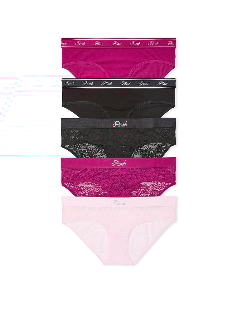 PINK Hüftslips aus Baumwolle mit Logo im 5er-Pack, offModelFront, 1 of 1