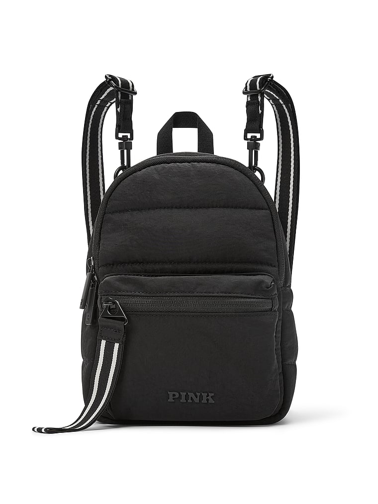 PINK Mini Convertible Backpack, Pure Black, onModelFront, 1 of 3