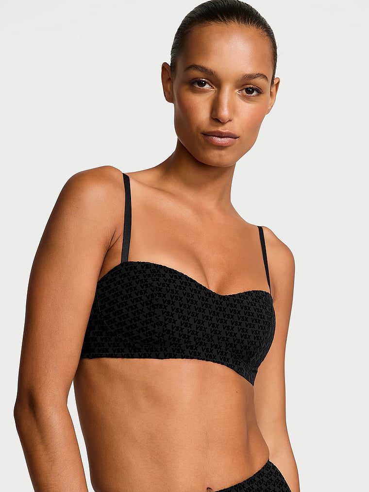 Victoria's Secret, VSX VSX Elevate™ Logo Mesh Balconette Sports Bra, Black, onModelFront, 1 of 4 Nikita is 5'10" or 178cm and wears 34B or Small