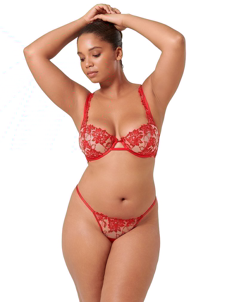 Victoria's Secret, BLUEBELLA Samara Thong Panty, Red, onModelFront, 1 of 4