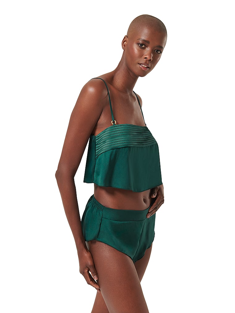 Victoria's Secret, BLUEBELLA Stephanie Set aus luxuriösem Satin mit kurzem Trägertop und Shorts, Botanisches Gartengrün, detail, 4 of 4