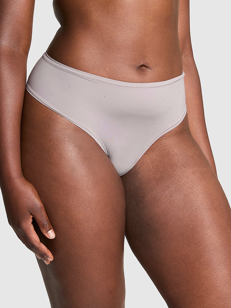 PINK Base Stretch Cheeky Panty, Violet Ashes Diamante, onModelFront, 1 of 3 Fanta is 5'11" or 180cm and wears Large