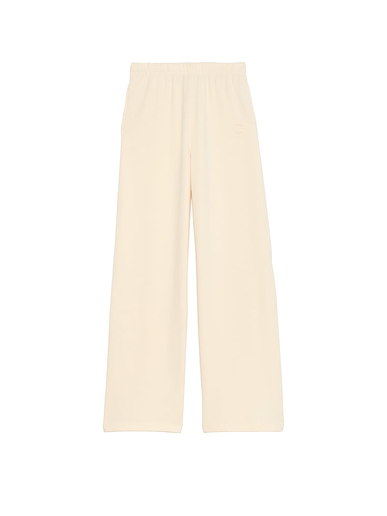 Victoria's Secret, Victoria's Secret Fleece-Freizeithose aus gebürstetem Modal mit weitem Bein, KERZENLICHT, offModelFront, 4 of 4