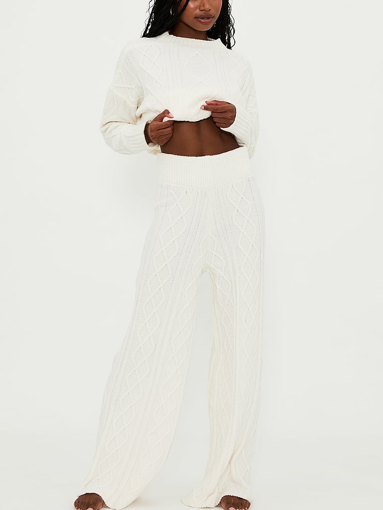 Victoria's Secret, Beach Riot Rayne Hose, Creme mit Zopfmuster, detail, 3 of 3