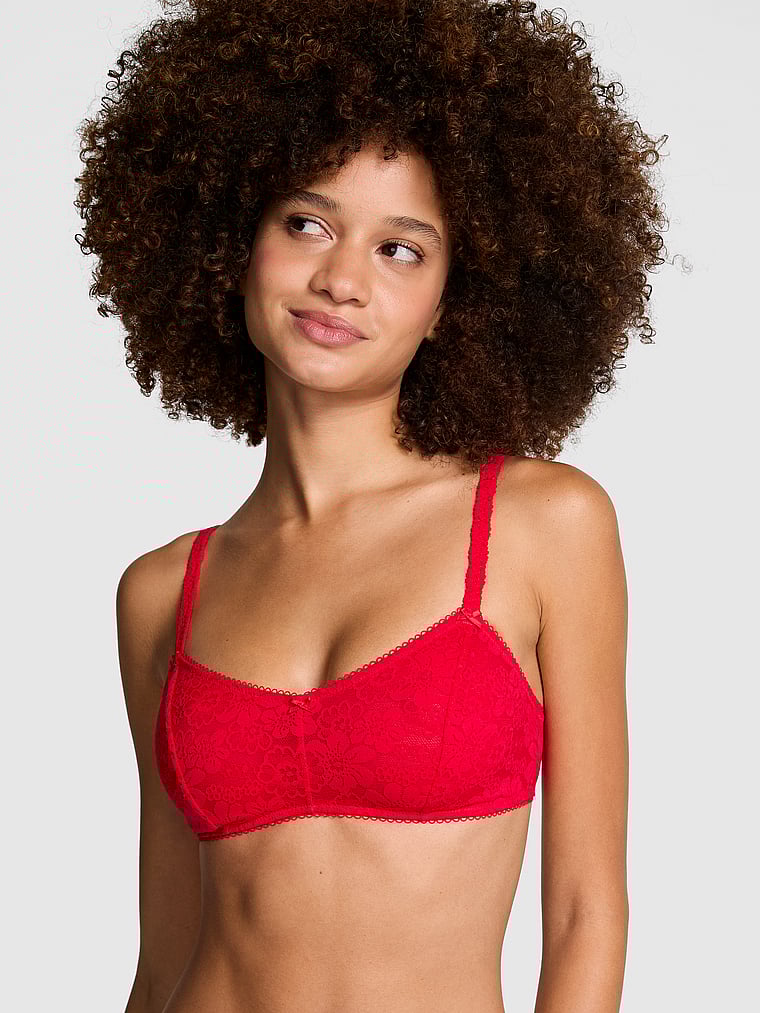 PINK Bralettes und BH-Oberteile Wink Ungefütterte Bralette mit U-Ausschnitt, Roter Pfeffer, onModelFront, 1 of 3 Yoly ist 5'8" oder 173cm und trägt 32B oder S