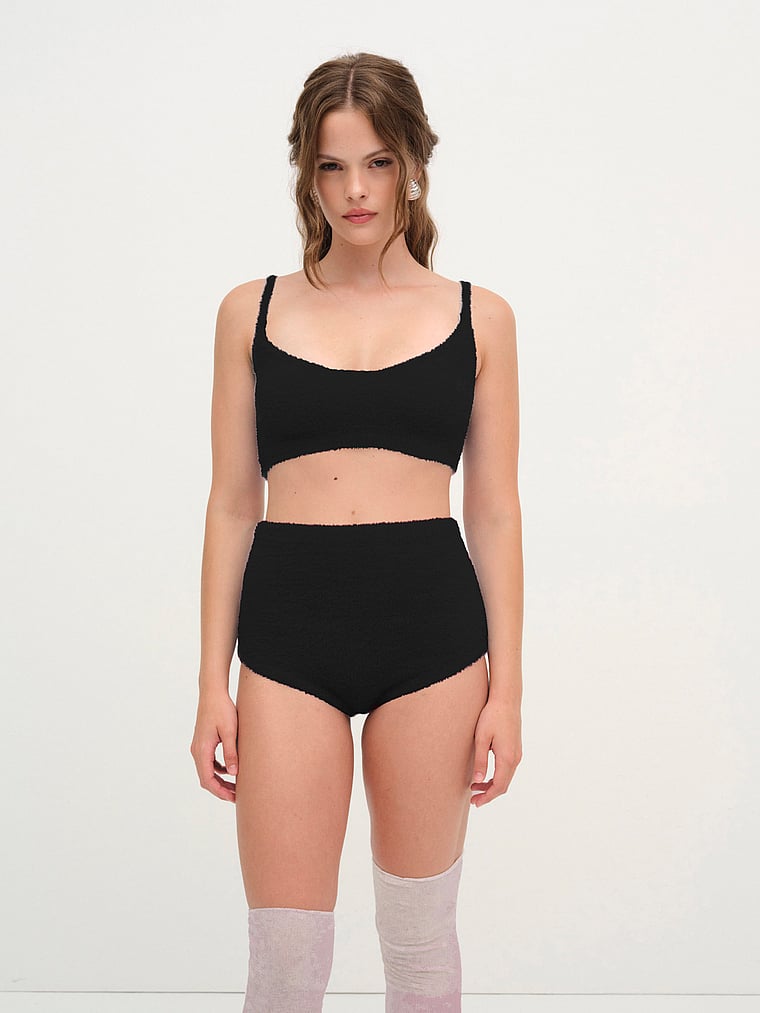 Victoria's Secret, For Love & Lemons Fiona Kurzes Oberteil, Schwarz, offModelBack, 3 of 3