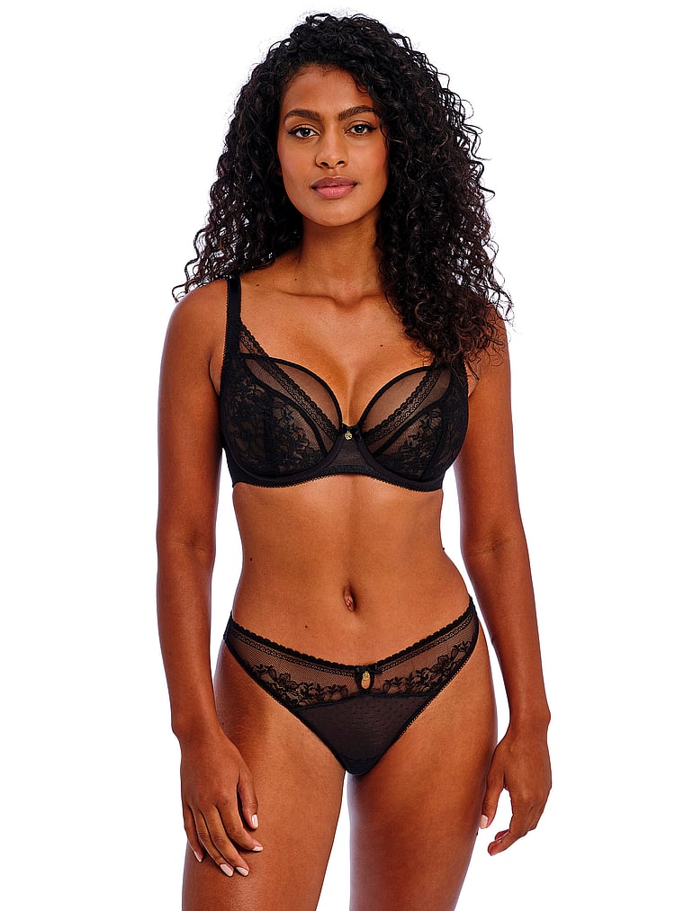 Victoria's Secret, Freya Sydnie Bra, Black, onModelFront, 1 of 3