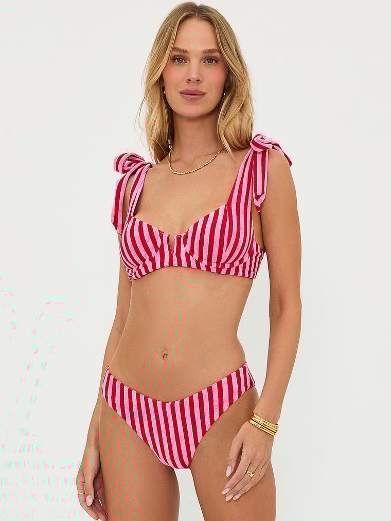 Victoria's Secret, Beach Riot Vanessa Bikinihose aus Frottee, Zuckerstangen-Streifen, detail, 3 of 3