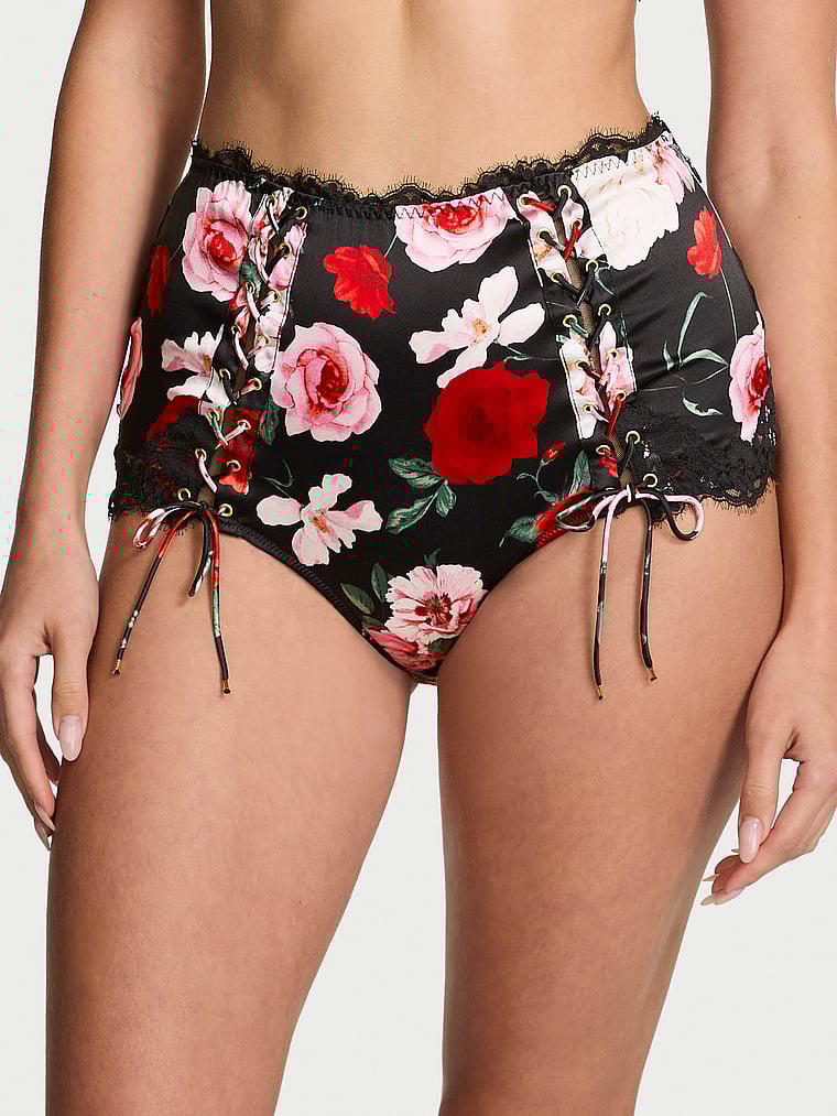 Victoria's Secret, Very Sexy Atelier Victoria's Secret Slip aus Satin mit hohem Bund und Spitzenbesatz, onModelSide, 1 of 4