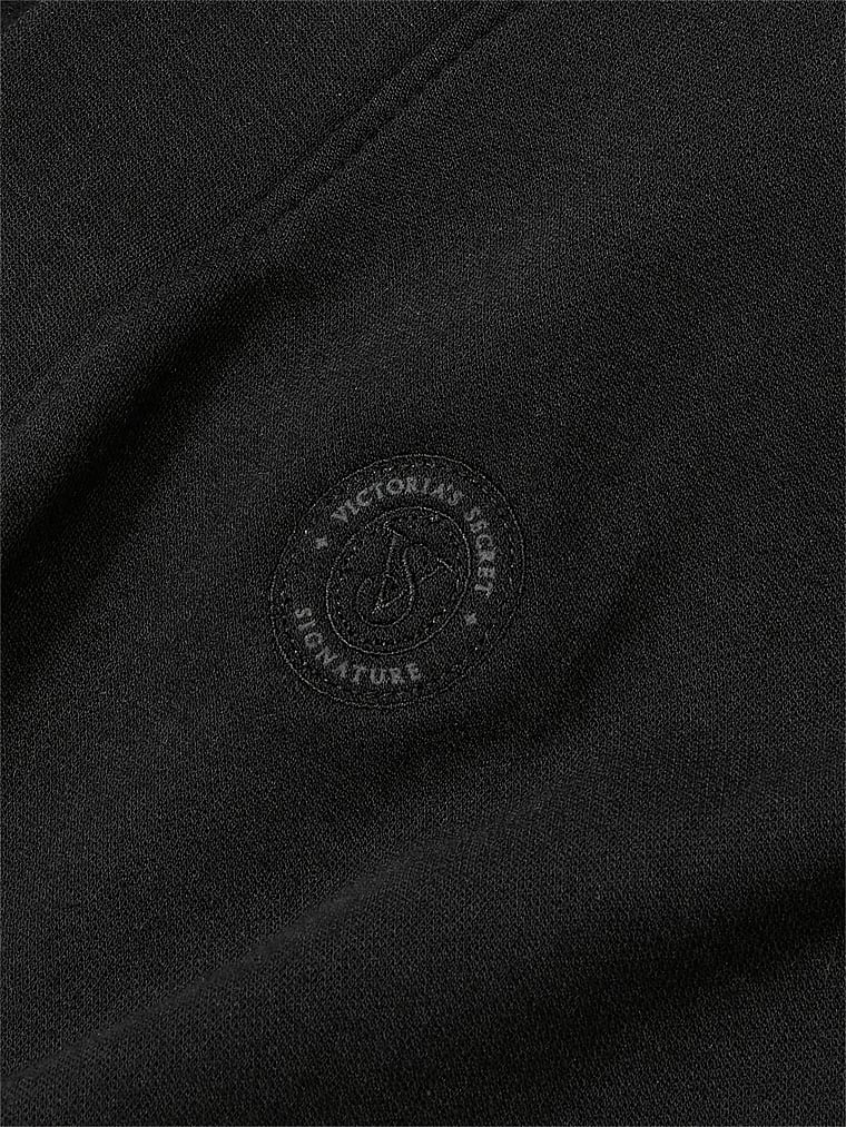 Victoria's Secret, Victoria's Secret Langer Fleece-Bademantel aus gebürstetem Modal, SCHWARZ, detail, 4 of 4