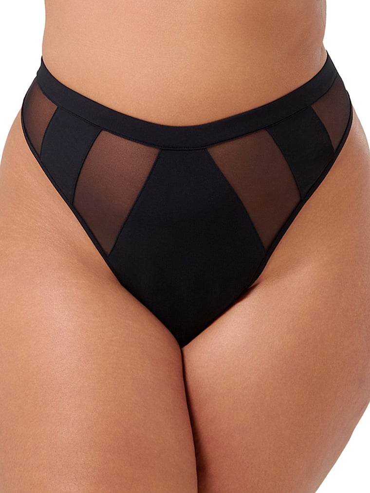 Victoria's Secret, BLUEBELLA Orla String mit hohem Bund, Schwarz, detail, 5 of 5