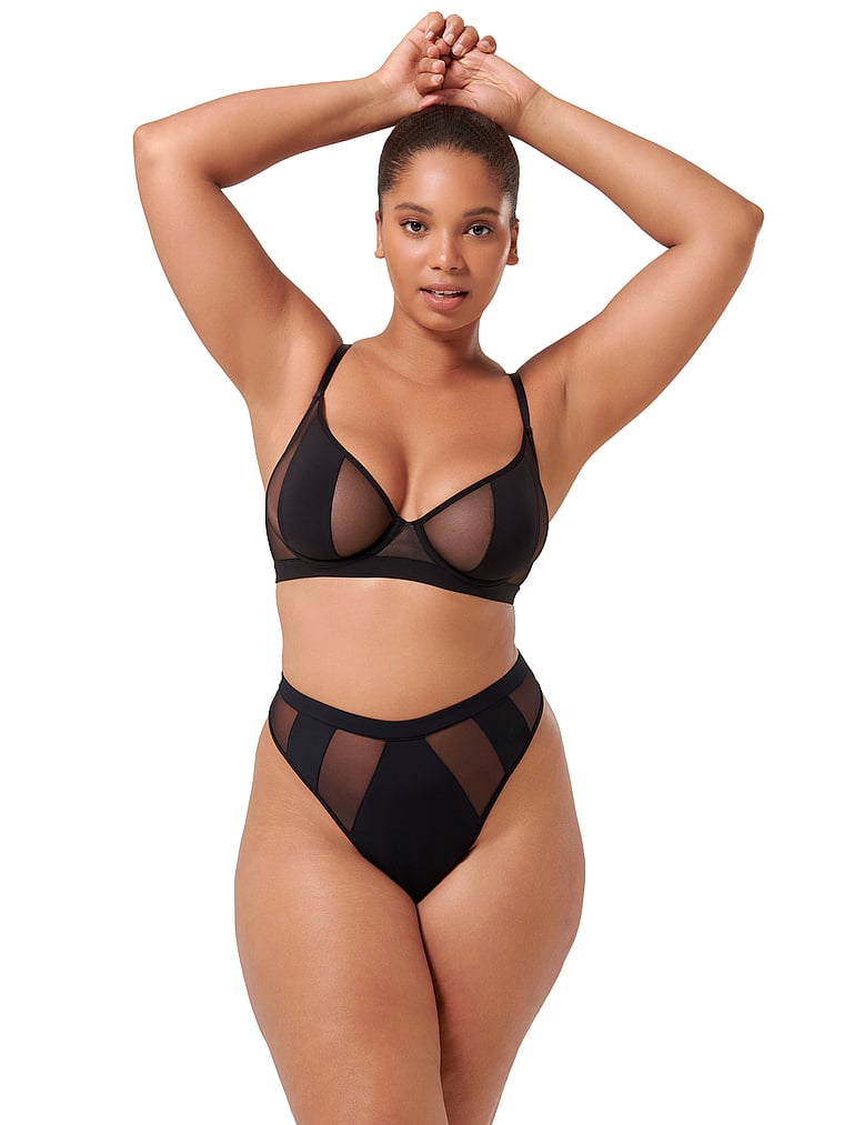 Victoria's Secret, BLUEBELLA Orla String mit hohem Bund, Schwarz, onModelFront, 1 of 5
