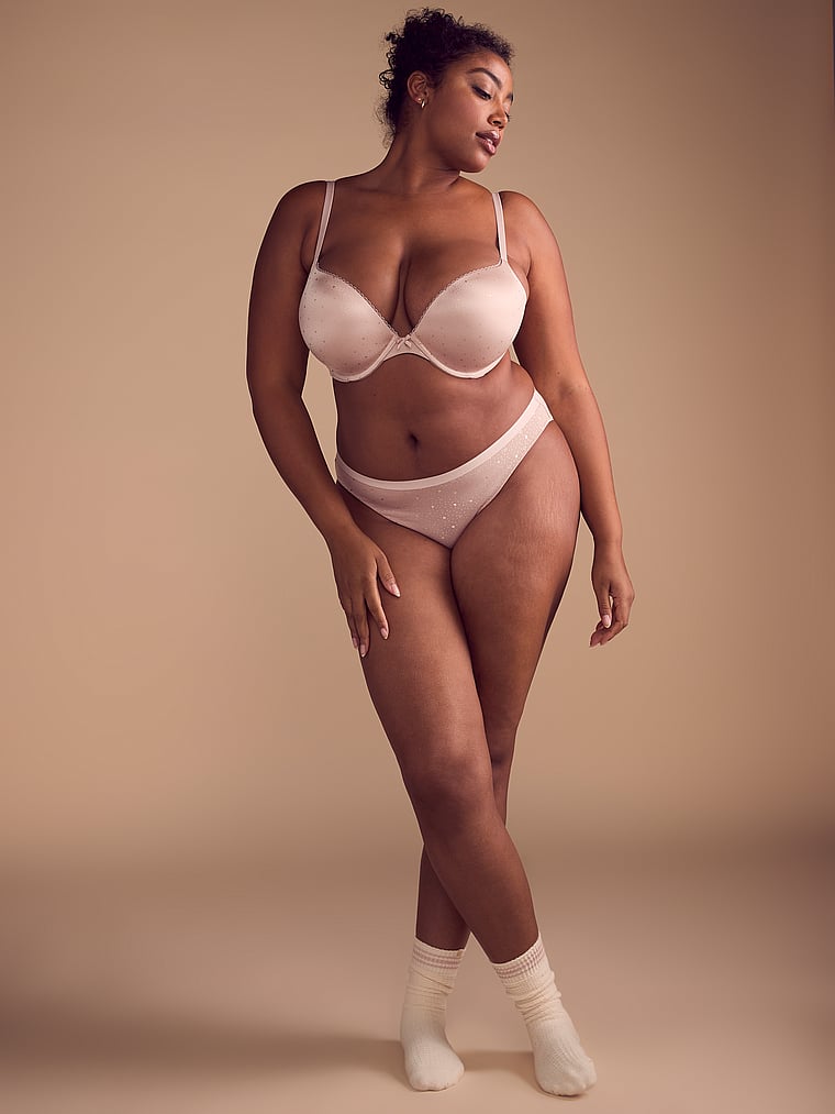 Victoria's Secret, Body by Victoria Smooth Push-Up Bra, Pink Zinc Hearts, onModelSide, 1 of 5 Brianna is 5'10" or 178cm and wears 38DD (E) or Extra Large