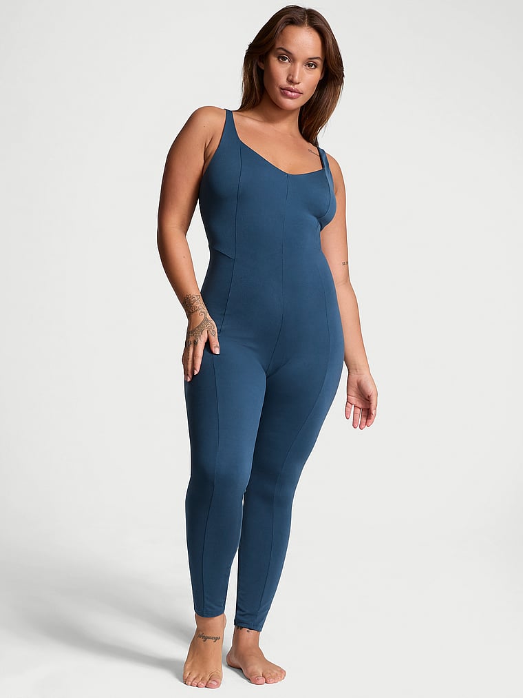 Victoria's Secret, VSX VSX Activate™ Sweetheart Catsuit, Midnight Sea, onModelFront, 1 of 3