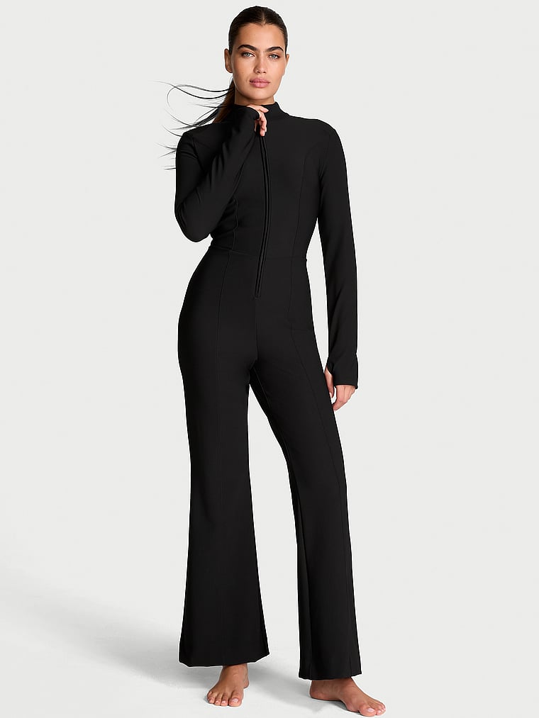 Victoria's Secret, VSX VSX LUXRib One-Piece, Black, onModelFront, 1 of 4