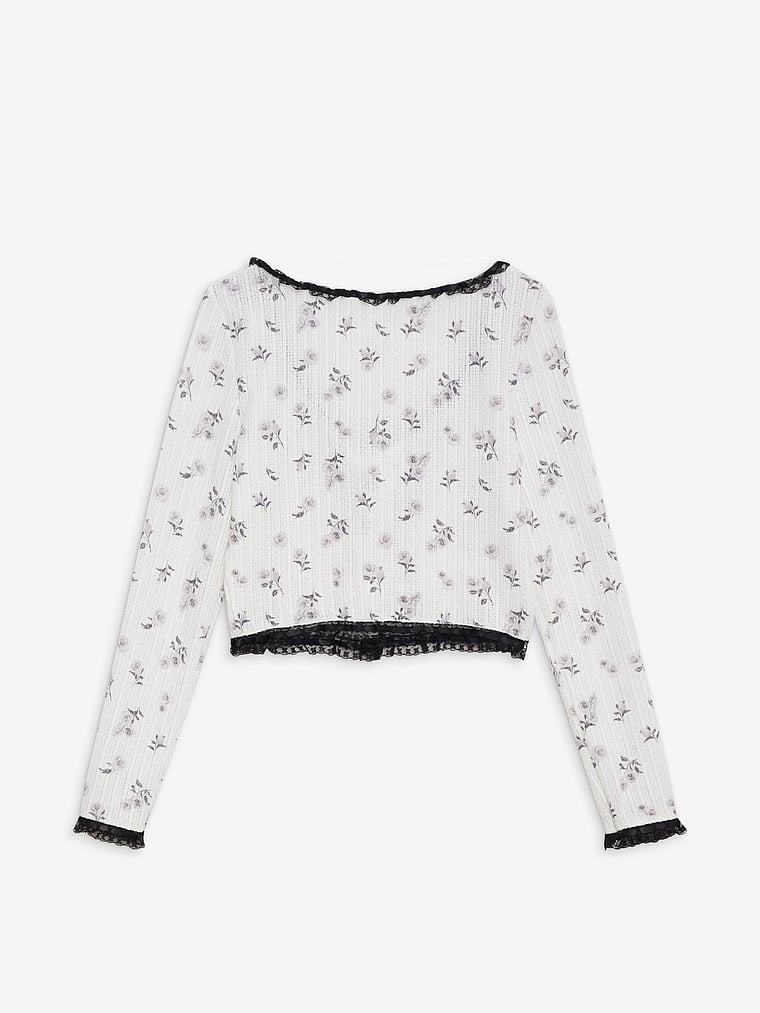 Victoria's Secret, For Love & Lemons Fawn Strickjacke, Tango-Rosenprint, offModelBack, 4 of 5
