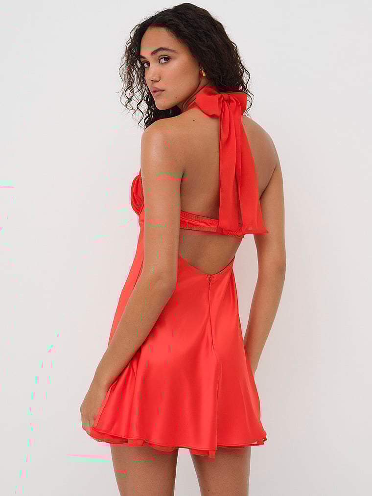 Victoria's Secret, For Love & Lemons Gene Negligé, Rot/Mehrfarbig, onModelBack, 2 of 6