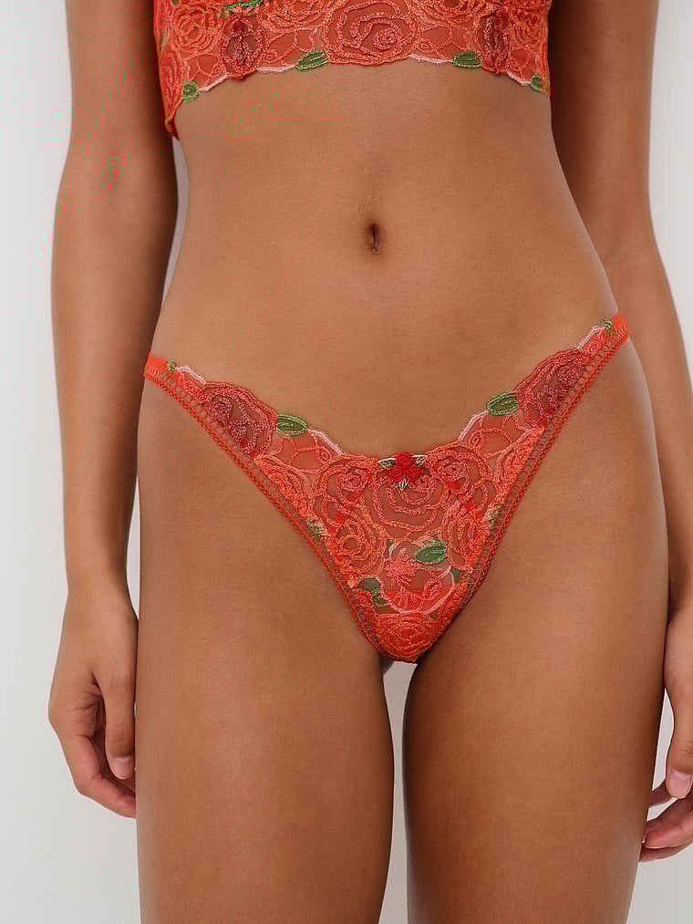 Victoria's Secret, For Love & Lemons Gene Panty, Red Multi, onModelFront, 1 of 4