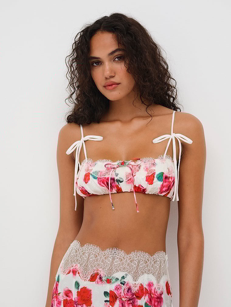 Victoria's Secret, For Love & Lemons Carol Bralette, Königs-Rosenprint, onModelFront, 1 of 3
