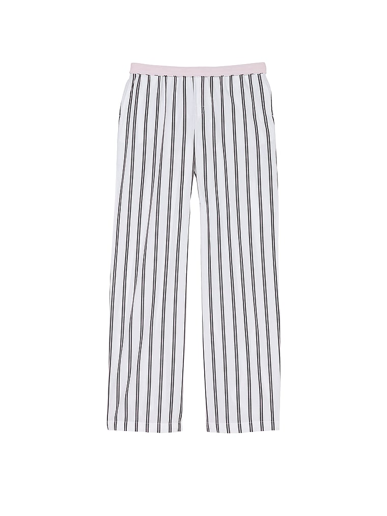 PINK Schlafhose aus Baumwollpopeline mit Logo, Weiß/gestreift, offModelFront, 2 of 4