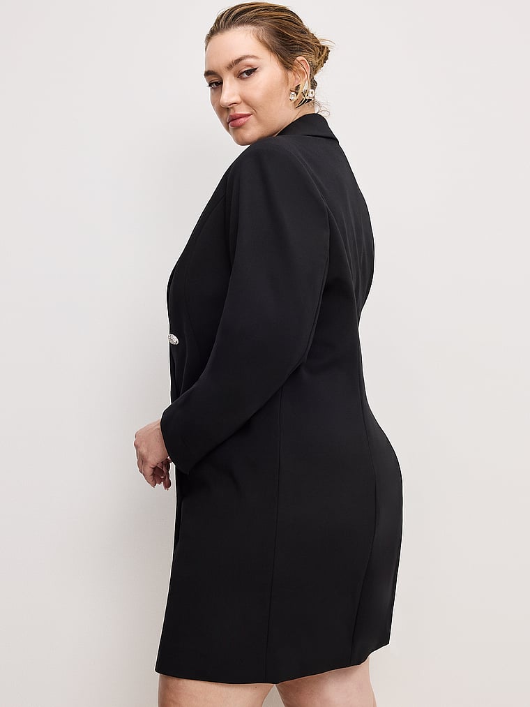 Victoria's Secret, Good American Ponté-Blazer-Kleid mit Verzierung, Schwarz, onModelBack, 2 of 3