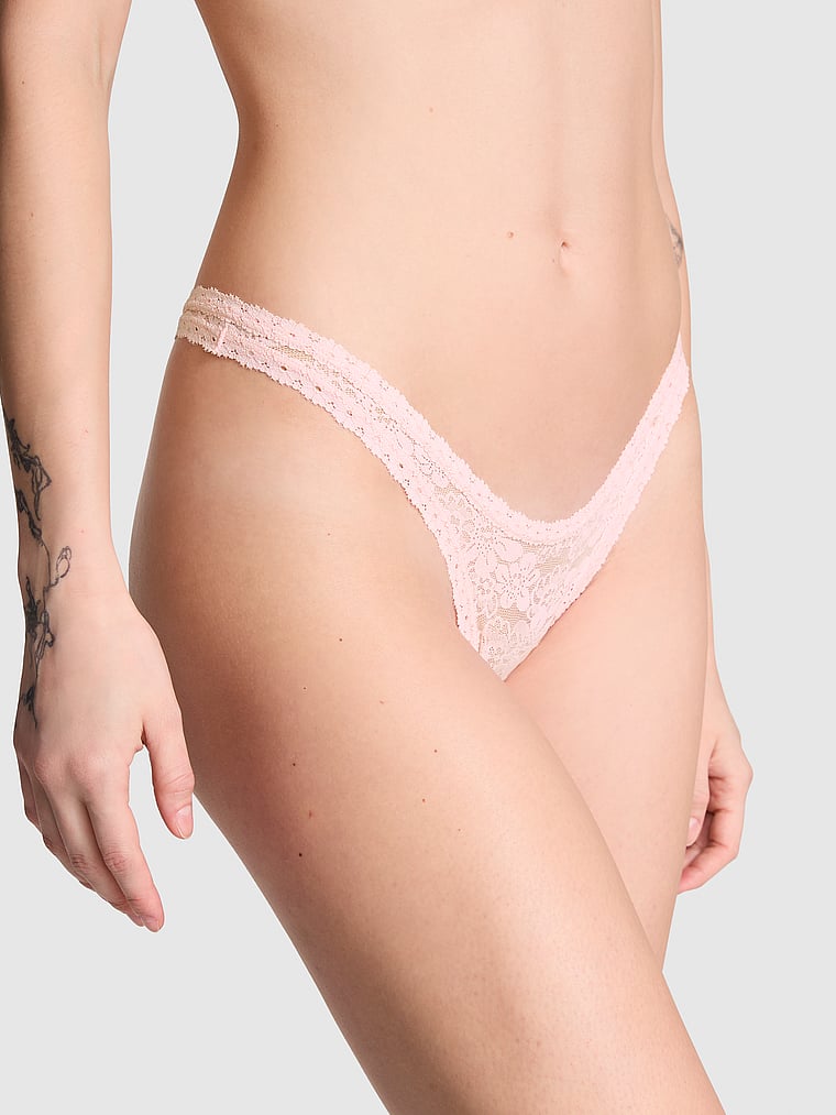 PINK Wink Micro Thong Panty, Angel Pink, onModelFront, 1 of 4 Sofia is 5'10" or 178cm and wears Small