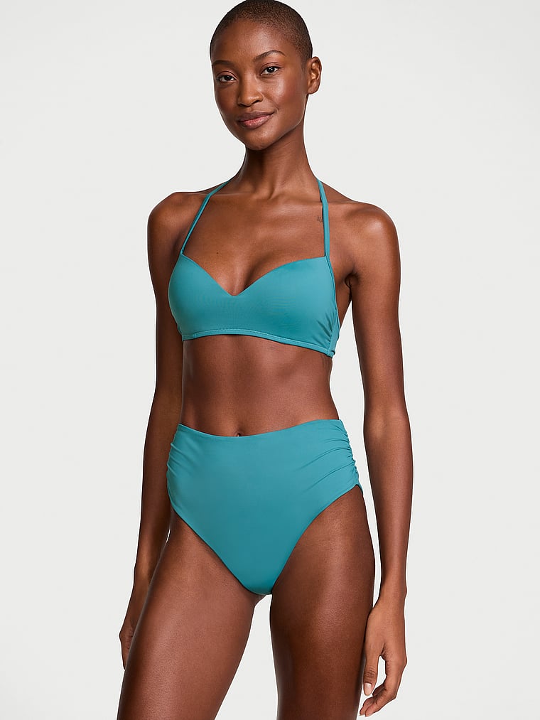 Victoria's Secret, Victoria's Secret Swim Essential Push-Up Bralette Bikini Top, Barbados Blue, onModelFront, 1 of 3