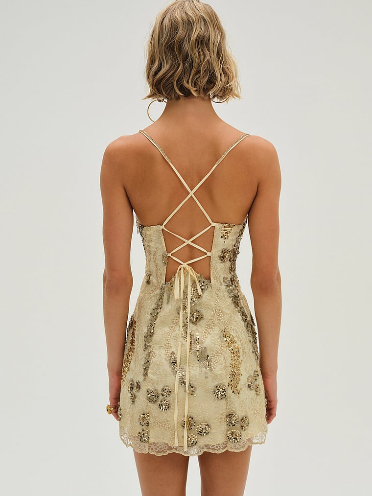 Victoria's Secret, For Love & Lemons Opal Minikleid, onModelBack, 2 of 4