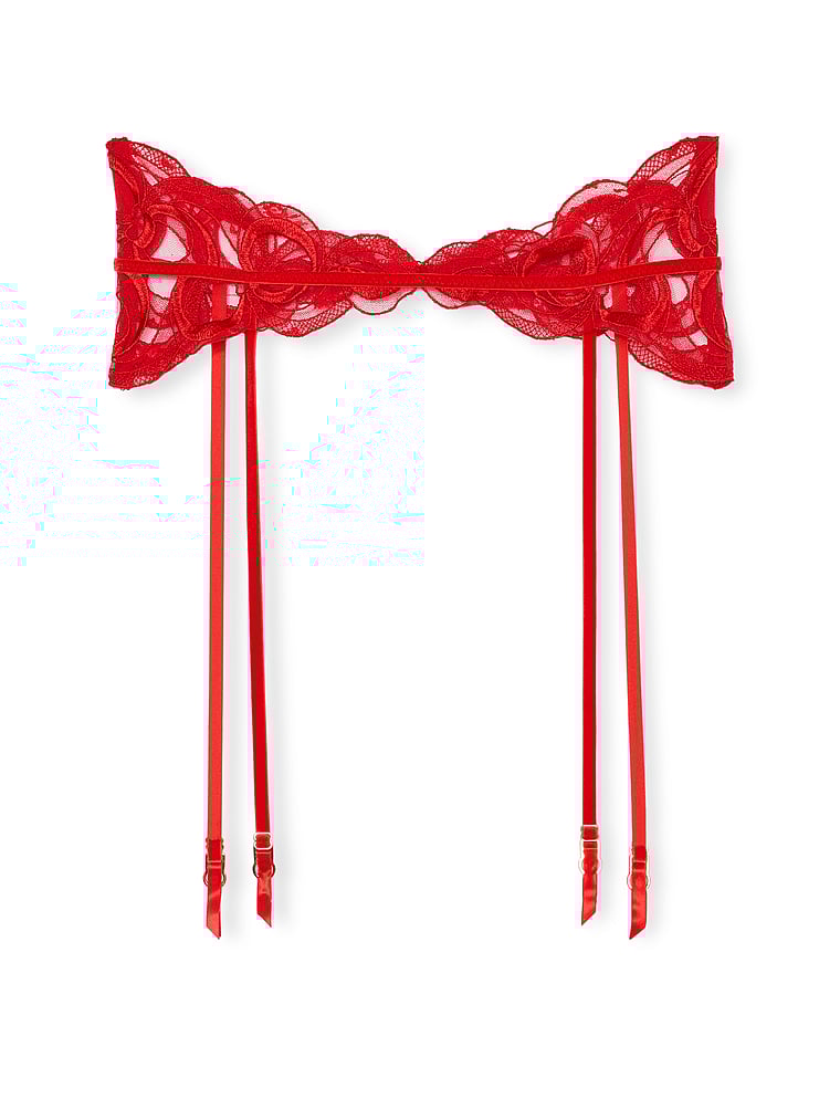 Victoria's Secret, Dream Angels Tied-with-a-Bow Strumpfgürtel mit Stickerei, offModelFront, 2 of 3